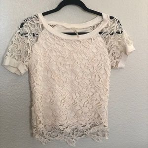 Crochet Lace Cream Colored Blouse